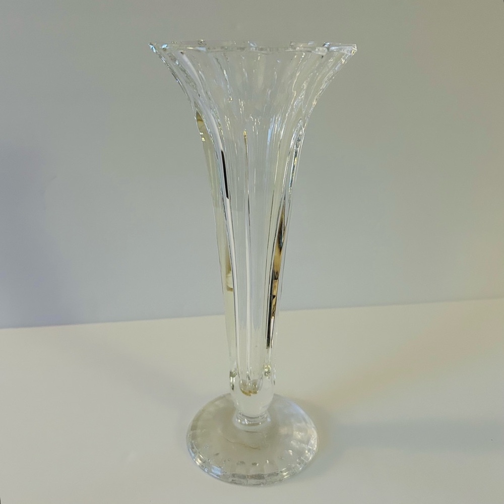 Clear Glass Flared Rim Fluted Bud Vase